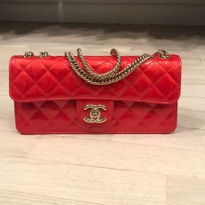 Chanel bag red gold chain authentic gift holiday